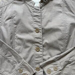 Liz Claiborne Womens Shirt Size XL Beige Long Sleeve Button Up Jacket
